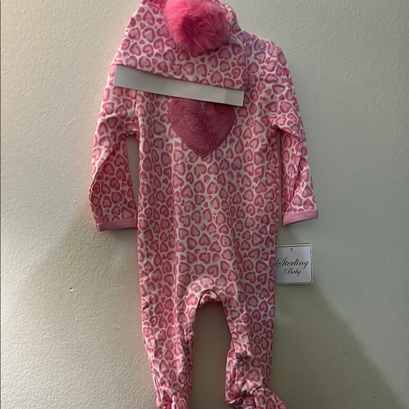 Sterling Baby has hat Pink Leopard Print Kids One Piece by - Picture 1 of 2